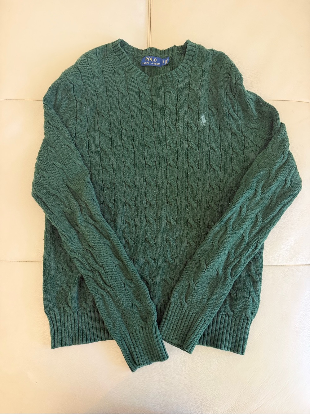Polo by Ralph Lauren Forest Green Cable-Knit Crewneck Sweater